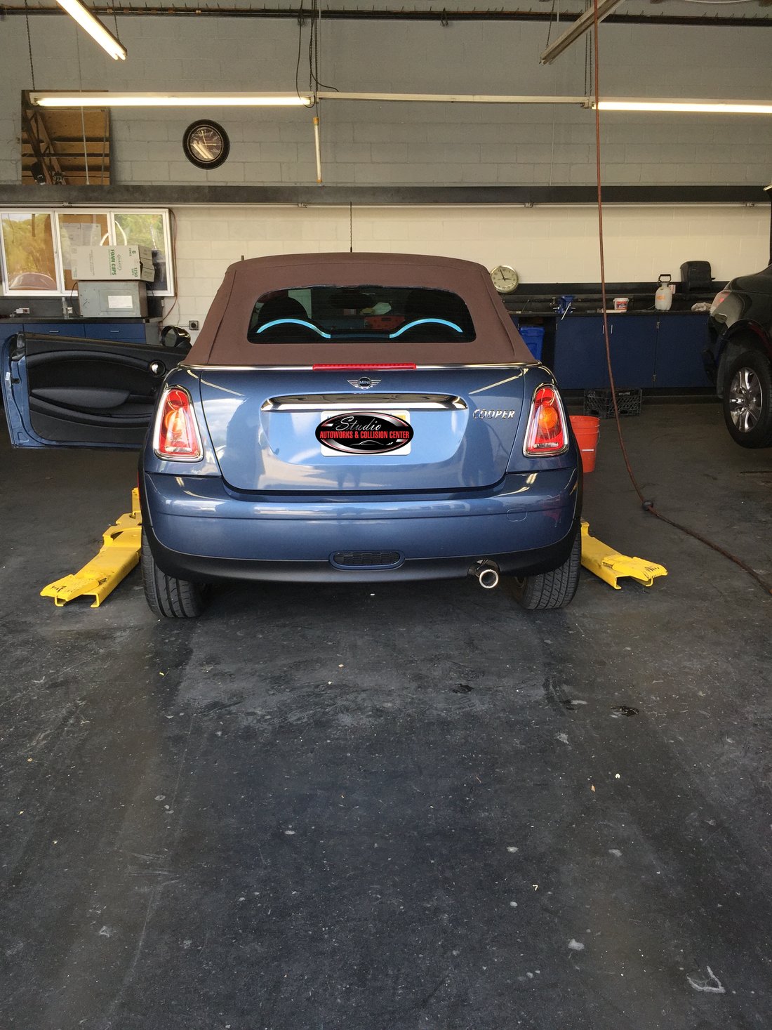 Mini Cooper Convertible rear bumper fully repaired and refinished after repair